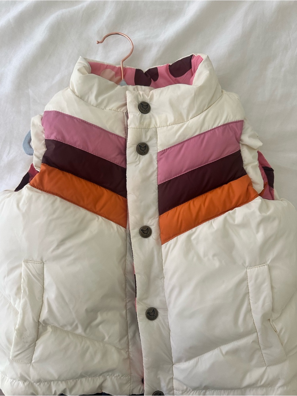 Pink Chicken Cream reversible Quilted Puffer Vest